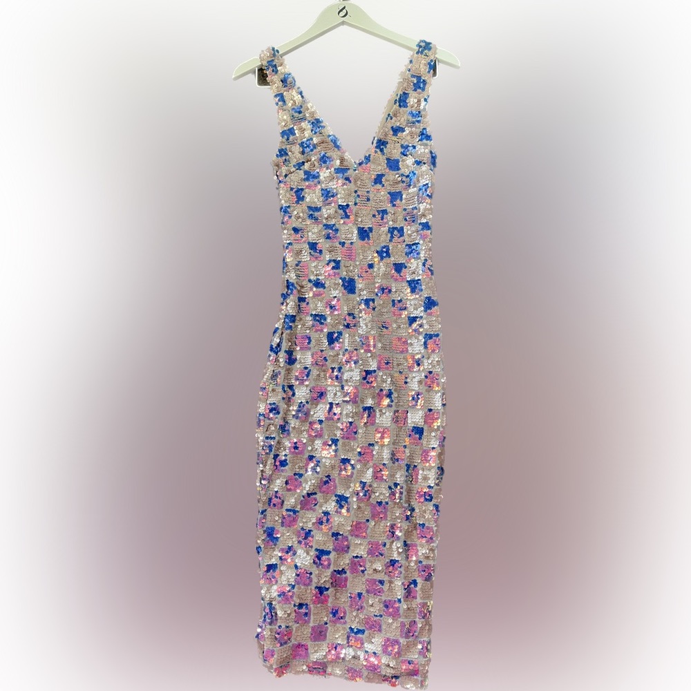 Midi checkered Sequin Dress